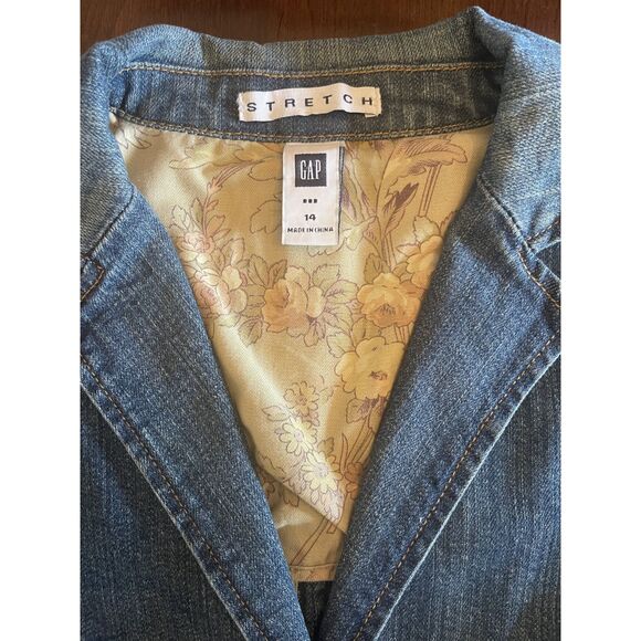 Vintage GAP Y2K Jean Jacket Size 14 Stretch Denim Classic Preppy Coastal Grandma - Picture 4 of 15